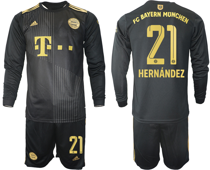 Men 2021-2022 Club Bayern Munich away black Long Sleeve #21 Soccer Jersey->bayern munich jersey->Soccer Club Jersey